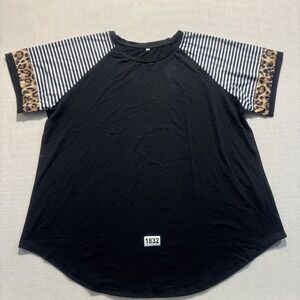 Unbranded Short Sleeve Raglan Top Womens 2XL Black Pre-owned